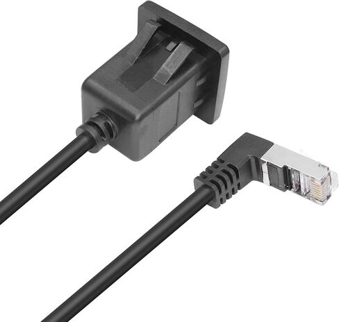 كابل تمديد الشبكة RIIEYOCA RJ45، زاوية 90 درجة ذكر إلى أنثى LAN Ethernet Cat 5e، أسود (2 متر) in Kuwait