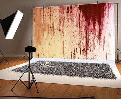 Laeacco Halloween Theme Backdrop 10x6.5ft Vinyl Photography Background Grunge Weathered Blood Splashed Cement Wall Trick or Treat Zombie Party Child Baby Shoot Violent Film Occasion Screen Photobooth in Saudi Arabia