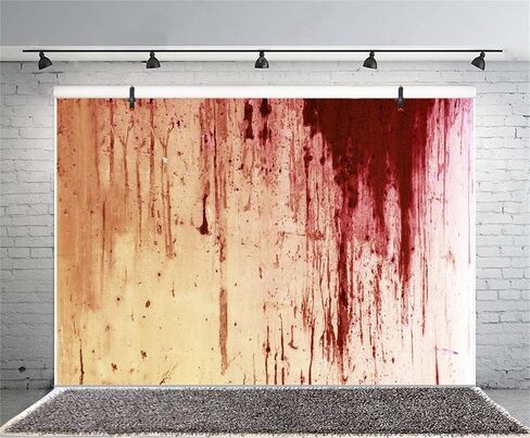 Laeacco Halloween Theme Backdrop 10x6.5ft Vinyl Photography Background Grunge Weathered Blood Splashed Cement Wall Trick or Treat Zombie Party Child Baby Shoot Violent Film Occasion Screen Photobooth in Saudi Arabia