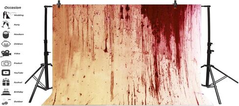 Laeacco Halloween Theme Backdrop 10x6.5ft Vinyl Photography Background Grunge Weathered Blood Splashed Cement Wall Trick or Treat Zombie Party Child Baby Shoot Violent Film Occasion Screen Photobooth in Saudi Arabia
