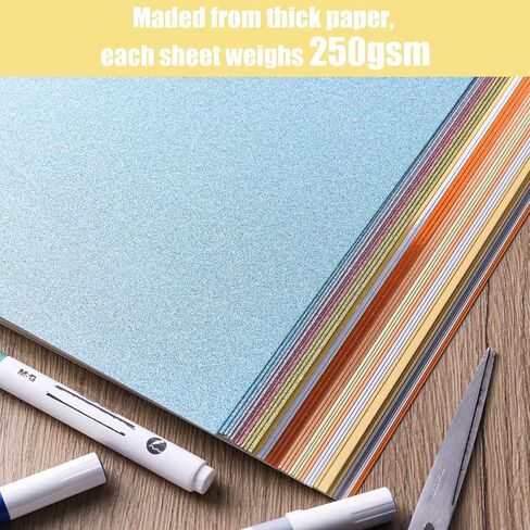MCPINKY 24 Sheets Glitter Cardstocks A4, Shimmer Cardstock Pearlescent Paper Metallic Cardstock for Scrapbook DIY Crafts in Saudi Arabia