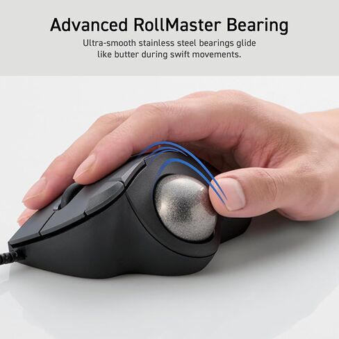 ELECOM Ergonomic Comfort Design Trackball IST Wireless 2.4GHz Connect, Super-Smooth Tracking with Roller Ball Bearing, 36mm Ball, Thumb Control, Compatible for Windows, PC, and Mac Black (M-IT11DRBK) in Kuwait