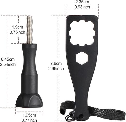 مجموعة HSU Thumbscrew (امتداد) + مفتاح ربط لـ Gopro Hero 13، 12، 11، 10، 9، 8، 7، 6، 5، 4، متوافق مع GoPro Media Mod، DJI Osmo Action AKASO Campark وكاميرات الحركة الأخرى (أسود) in Kuwait