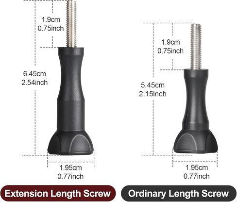 مجموعة HSU Thumbscrew (امتداد) + مفتاح ربط لـ Gopro Hero 13، 12، 11، 10، 9، 8، 7، 6، 5، 4، متوافق مع GoPro Media Mod، DJI Osmo Action AKASO Campark وكاميرات الحركة الأخرى (أسود) in Kuwait