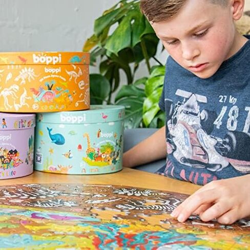 boppi World Map Round Jigsaw Puzzle with 100% Recycled Card 150 Pieces with Animals for Children 5 6 7 8 Years 58cm Diameter in Kuwait