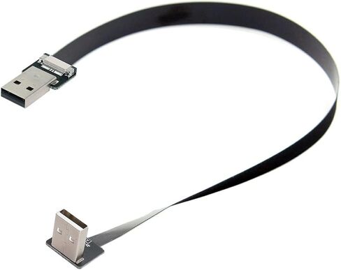 كابل USB 2.0 بزاوية لأعلى من النوع A ذكر إلى النوع A ذكر كابل FPC مسطح نحيف 90 درجة لـ FPV والقرص والماسح الضوئي والطابعة 50 سم in Saudi Arabia