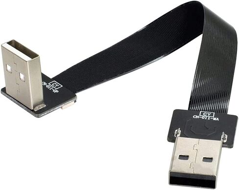 كابل USB 2.0 بزاوية لأعلى من النوع A ذكر إلى النوع A ذكر كابل FPC مسطح نحيف 90 درجة لـ FPV والقرص والماسح الضوئي والطابعة 50 سم in Saudi Arabia