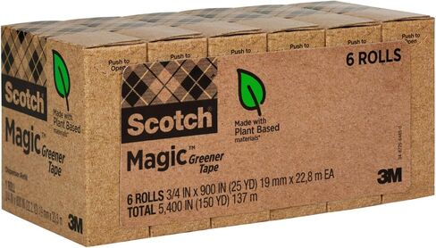 Scotch Stainless Steel Refillable Dispenser and 2 Rolls of Scotch Magic Tape with 66% Plant Based Adhesive, 0.75 in. x 550 in, Invisible Tape, Oﬃce Supplies and School Supplies in Saudi Arabia