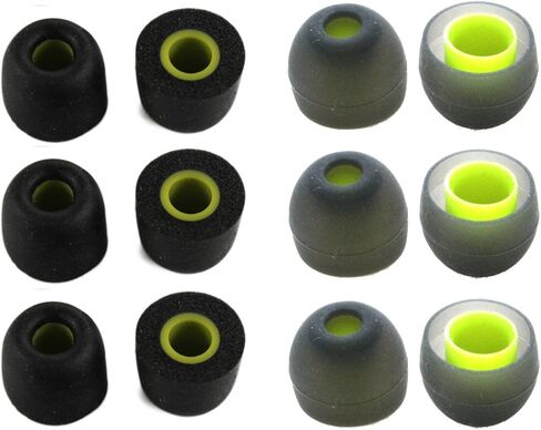 3 Pair Memory Foam & 3 Pair Silicone Rubber Replacement Earbuds, Ear Tips for JayBird BlueBuds X, X2 & X3 Sport Headphones (Medium) in Kuwait