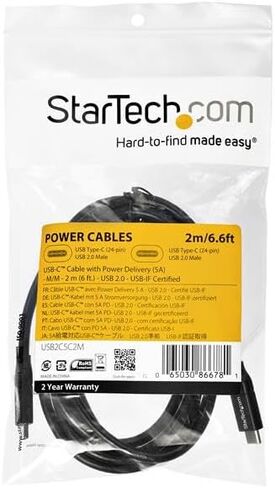 StarTech.com 4m USB C Cable w/ PD - 13ft USB Type C Cable - 5A Power Delivery - USB 2.0 USB-IF Certified - USB 2.0 Type-C Cable - 100W/5A (USB2C5C4M) in Saudi Arabia