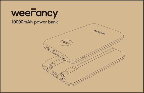 Mini Portable Charger with Built-in Cables 22.5W Fast Charging Power Bank USB-C Small Battery Pack 10000mAh Travel Essential Slim Battery for iPhone, Samsung, Android, and More in Saudi Arabia