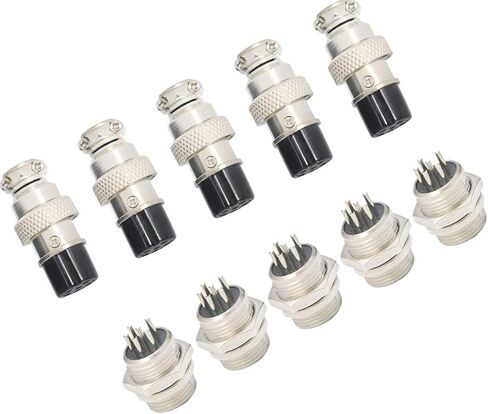 4 Pin Metal Male Female Panel Connectorplug 12mm GX12-4P Silver Aviation Plug - (5 Sets) in Kuwait