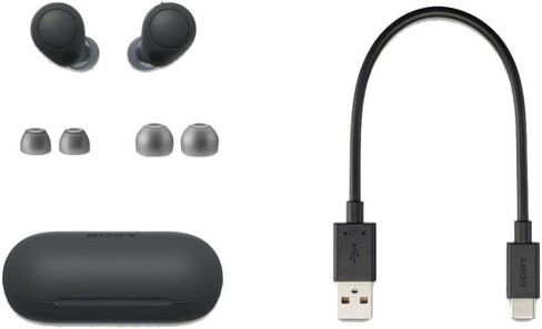 سوني WF-C700N سماعات أذن بلوتوث لاسلكية بخاصية إلغاء الضوضاء مع ميكروفون (أسود) حزمة مع أطراف عازلة من إسفنج الذاكرة وسماعات أذن من السيليكون (3 أزواج لكل منها) (عنصران) in Saudi Arabia