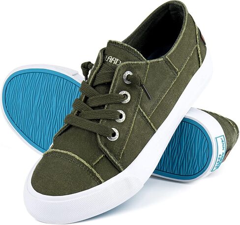 أحذية JENN ARDOR النسائية القماشية، أحذية رياضية سهلة الارتداء، أحذية عصرية منخفضة، أحذية تنس كاجوال مقاس 10 أخضر in Kuwait