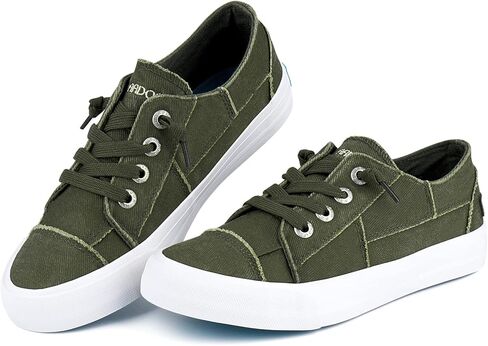 أحذية JENN ARDOR النسائية القماشية، أحذية رياضية سهلة الارتداء، أحذية عصرية منخفضة، أحذية تنس كاجوال مقاس 10 أخضر in Kuwait