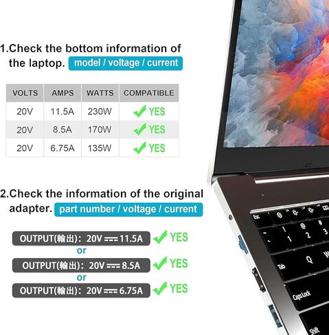 230W AC Charger Fit for Lenovo Legion Series Lenovo Legion Y7000 Y7000P R7000 R7000P ThinkPad X1 Extreme Gen 2 p53 p73 ADL230NLC3A SA10M42756 SA10E75805 Laptop Power Supply Adapter Cord ﻿ ﻿ in Kuwait