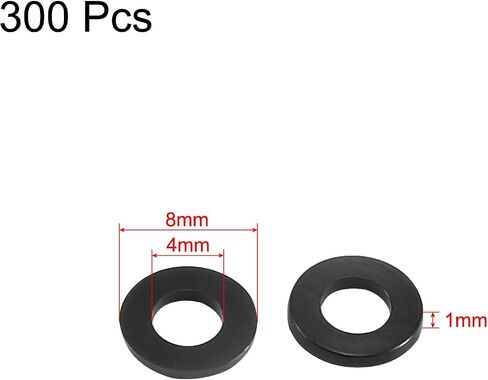 Uxcell M2 x 5mm x 1mm نايلون مسطح عازل غسالات جوانات فواصل قفل لأنابيب الصنبور خرطوم المياه أسود 300 قطعة in Saudi Arabia