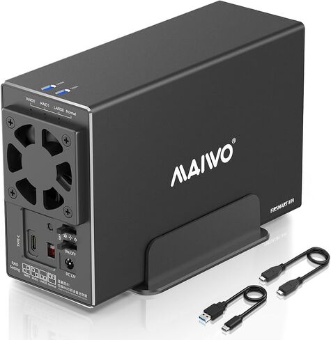 MAIWO Dual Bay HDD RAID Enclosure for 3.5 inch SATA Hard Disk Drive, 5Gbps USB 3.0 to SATA Drive Adapter, Up to 36TB Capacity, 2 Bay Aluminum Storage Case in Kuwait