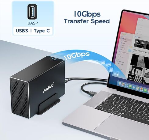 MAIWO Dual Bay HDD RAID Enclosure for 3.5 inch SATA Hard Disk Drive, 5Gbps USB 3.0 to SATA Drive Adapter, Up to 36TB Capacity, 2 Bay Aluminum Storage Case in Kuwait