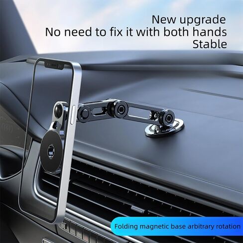Car Phone Holder, Magnetic Suction Car Phone Holder, Folding Live Phone Stand,Universal 360° Car Phone Holder, Mobile phone holder,Alloy Foldable Magnetic Car Phone for All Smartphone(Black) in Saudi Arabia