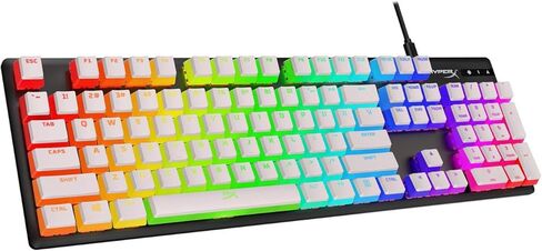 HyperX Pudding Keycaps - Double Shot PBT Keycap Set with Translucent Layer, for Mechanical Keyboards, Full 104 Key Set, OEM Profile, English (US) Layout - White (Renewed) in Kuwait