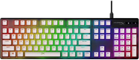 HyperX Pudding Keycaps - Double Shot PBT Keycap Set with Translucent Layer, for Mechanical Keyboards, Full 104 Key Set, OEM Profile, English (US) Layout - White (Renewed) in Kuwait