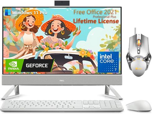Dell Inspiron 7730 All in One Desktop - 27" FHD Touchscreen Display, Intel 10-Core 7-150U, 64GB DDR4 RAM, 2TB SSD, NVIDIA GeForce MX570A 2GB GDDR6, Windows 11 Pro, 2021 Microsoft Office License&Mouse in Saudi Arabia