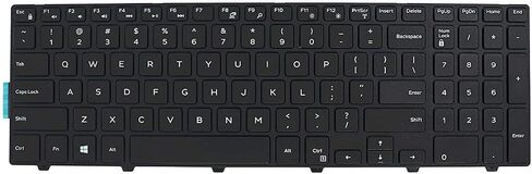 Non-Backlit US Keyboard with Frame Replacement Compatible with Dell Inspiron 15 3000 Series 3551 3552 3541 3543 3542 3559 3565 3567 3558 Black with White Characters Print in Saudi Arabia