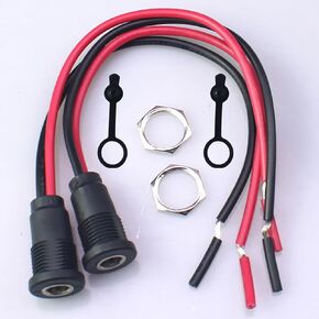 FDXGYH 10 PCS 5.5 * 2.1MM 10A DC-099 Power Jack Cord Socket Threaded Female Mount Connector Adapter 2.5-Pin Integrated DC Power Socket Cable with Waterproof Cover Cap