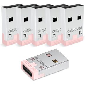6-Pack Pink USB A Male to USB C Female Adapter, USB C Adaptor Converter Compatible with iPhone15/14 Pro Max, Airpods, Apple Watch, Samsung Galaxy S23, Google Pixel