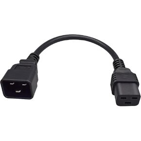 30CM/1FT C20 to C19 PDU Power Supply Cable IEC 320 C20 Male to C19 Female Plug Extension Cable 16A/250V C20 3 Prong Male to C19 3 Holes Female Adapter Cable for Servers/Blade Server Enclosures