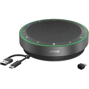 Jabra Speak2 75 Wireless Bluetooth Speakerphone - 4 Noise-Cancelling Mics, Full-Range 65mm Portable Speaker and USB-A Bluetooth Adapter - Certified for Zoom and Google Meet - Dark Grey