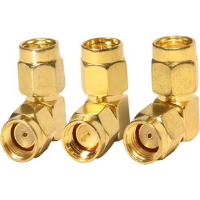 TUOLNK SMA Male to SMA Male Straight Angle Connector Kit 90 Degree SMA Male to RP SMA Male Coax Connector for WiFi Antenna/Networks/Extension Cable for 3 Packs 90 Degree SMA Male Adapter Converter
