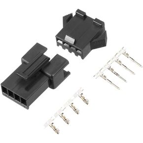 uxcell 20 Pairs 2.54mm 4 Pin Black Plastic Male Female -SM Housing Crimp Terminal Connector