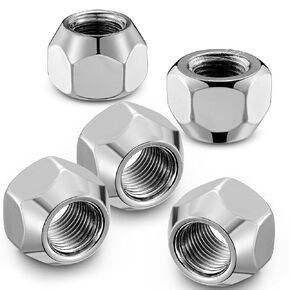 BDFHYK 1/2x20 Wheel Lug Nuts, 20pcs 1/2-20 Lug Nuts OEM Factory Style One-Piece Silver Solid Chrome Open End Finish Lug Nuts 0.82 inch 21mm Hex 0.63 inch 16mm Tall for Trailers Tire Wheel