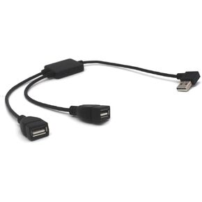 USB 2.0 Splitter, 30cm Right Angle USB Splitter Cable, 2 Ports USB Hub 1 Male to 2 Female Extension Splitter Y Type Cable (Right Angle)