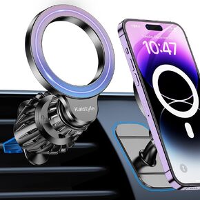 لحامل MagSafe للسيارة - [20 مغناطيس فائق] حامل هاتف مغناطيسي للسيارة 【2 في 1】 حامل هاتف بفتحة تهوية للسيارة، مشبك حامل للهاتف الخلوي آمن بدون استخدام اليدين لهاتف iPhone 15 Pro Max Plus 14 13 12p24 in Kuwait