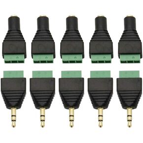10Pcs 3.5mm Stereo TRS Audio Video Male/Female to 3 Screw Terminal Balun Converter Adapter Connectors