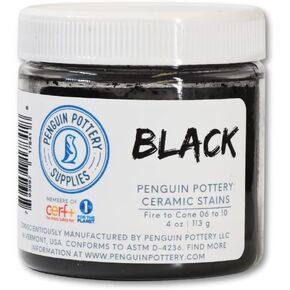 Penguin Pottery - Variety Set of 4 Ceramic Stains - 6 oz Black, 4oz Blue, 4oz Red, 4oz Yellow - Colorants for Clay, glazes, Clay Slip Pottery Glaze, Ceramic Glaze