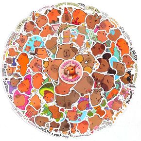 Capybara Stickers - 120 Pcs Waterproof Vinyl Cute Animal Stickers for Water Bottle, Laptop, Phone Case - Cartoon Animal Stickers for Kids & Teens, Adults