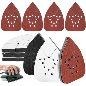 5pcs 12-Holes Detail Sanding Interface Pad and 10pcs 12-Holes Sandpapers, Sponge Foam Sanding Pads Detail Sanding Paper Backing Pads for Buffering & Flexibility
