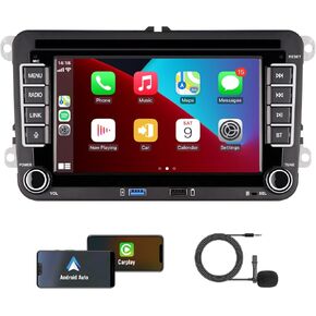 Double DIN with Wireless Carplay Android Car Radio Car Display for VW Golf 5 6 Passat Seat Skoda and etc, 7 Inch Touch Screen with Bluetooth/FM/Am