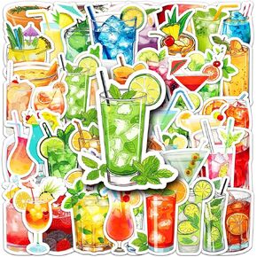 50pcs Cocktails Stickers,Cocktails Stickers for Water Bottle,Lovely Boy and Girl Teens Kids Stickers Laptop Phone Luggage Bicycle Cup Bike Skateboard Decal Waterproof Stickers