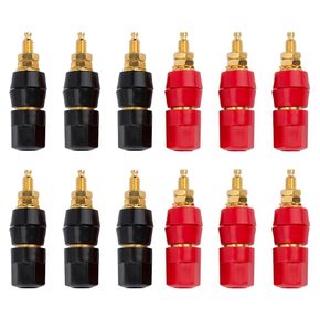 RLECS 12PCS M5 Hexagonal Terminal Block 4mm Banana Plug Socket Amplifier Speaker Terminal Connector Suitable for Speaker TV Computer Multimeter Probe