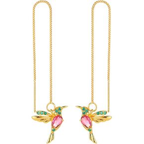 Gold Hummingbird Threader Earrings for Women Girls Long Bird Earline Earrings Fashion Unique Hoop Bird Earrings Cute Hummingbird Lovely Animal Earrings Elegant Rhinestone Hummingbird Long Chain Dangle Drop Earrings Bird Ear Jewelry Dainty Gifts