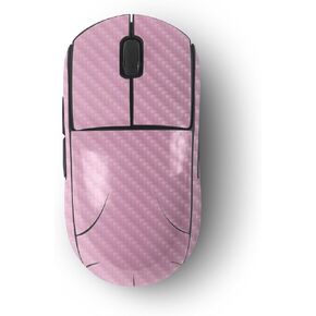 MightySkins Carbon Fiber Skin Compatible with Logitech G Pro Wireless Gaming Mouse - Solid Pink | Protective, Durable Textured Carbon Fiber Finish | Easy to Apply