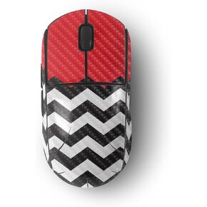 MightySkins Carbon Fiber Skin Compatible with Logitech G Pro Wireless Gaming Mouse - Red Chevron | Protective, Durable Textured Carbon Fiber Finish | Easy to Apply