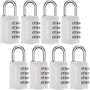 DELSWIN Small Combination Lock for Locker, 4-Digit Mini Combo Lock for Backpack and Luggage, Combination Padlock for School Gym Locker (Pack of 4)