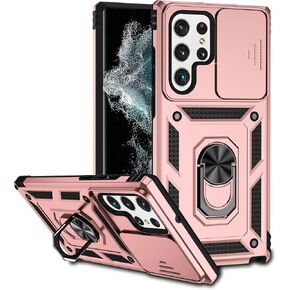 Hitaoyou Samsung Galaxy S22 Ultra Case, S023-rosegold, Heavy Duty Protective with Camera Cover & Kickstand, Military Grade Shockproof, Compatible with Galaxy S22 Ultra