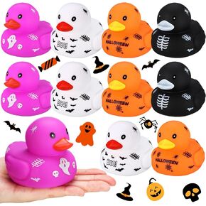 12 Pcs 3 Inch Halloween Rubber Ducks Ghost Themed Duckies Large Halloween Rubber Duckies Halloween Toys for Classroom Prizes Birthday Party Favors Gifts Goodie Bag